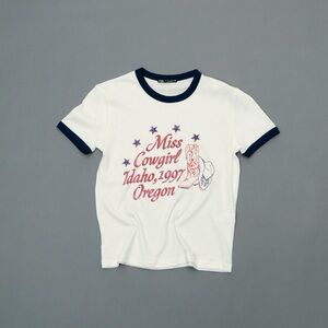 Zara White and Navy Graphic Tee